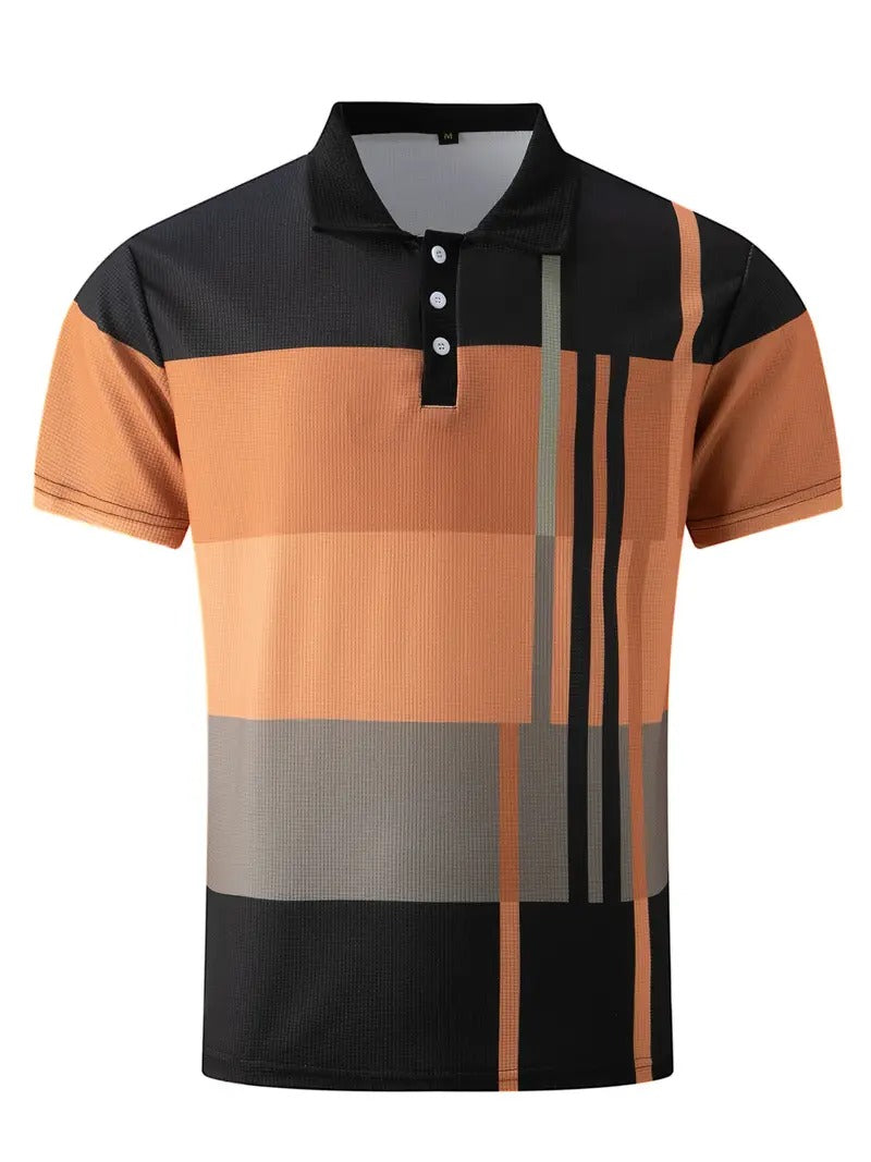 Casualowa Koszulka MusleFit W Blokach Kolorystycznych Z Guzikiem Męski | Idealna na Wiosnę/Lato