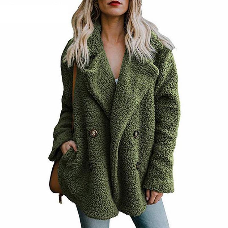 Trendy Kurtka Zimowa z Polaru z Guzikami i Klapami Damski | Idealna na Jesień/Zimę