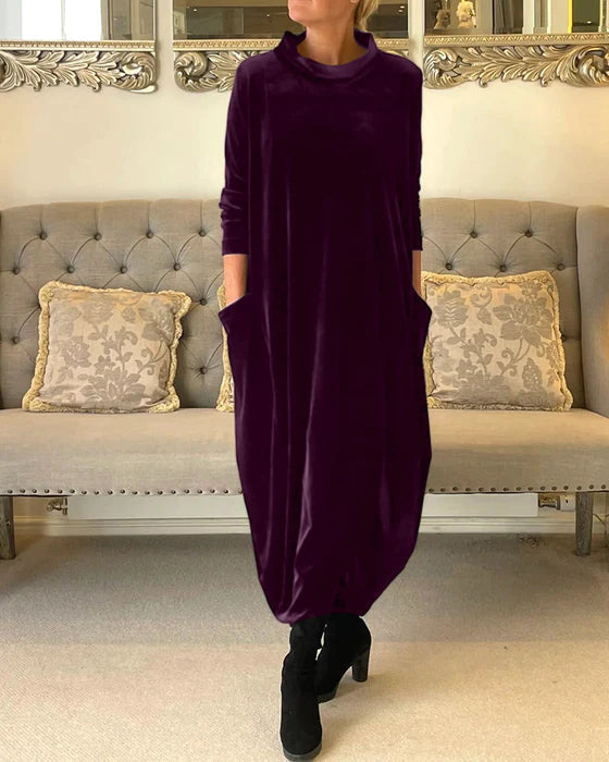 Kobiet Zimowa Elegancka Sukienka Fleece z Stylowym Krojem