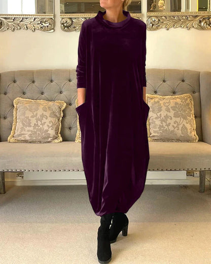 Kobiet Zimowa Elegancka Sukienka Fleece z Stylowym Krojem