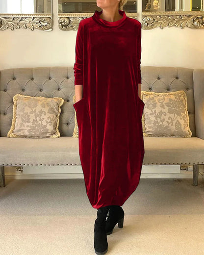 Kobiet Zimowa Elegancka Sukienka Fleece z Stylowym Krojem