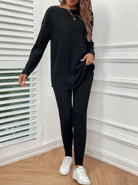 Kobieta Casual Bawełnowa Bluza z Długim Rękawem z Spodniami Dresowymi
