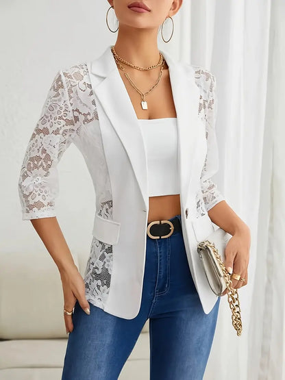Variant image for Kobiety Elegancki Poliester Blazer z Koronkowymi Detalami-1
