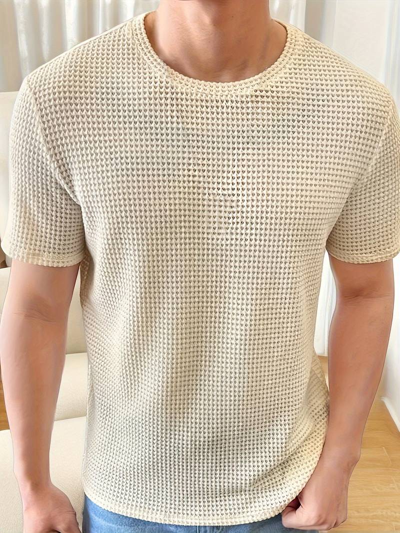 Męski Modny T Shirt z Wysokiej Jakości Materiału z Okrągłym Dekoltem