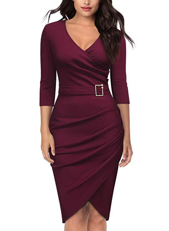 Kobieta Elegancka Wysokiej Jakości Sukienka Cocktailowa z 3/4 Rękawami