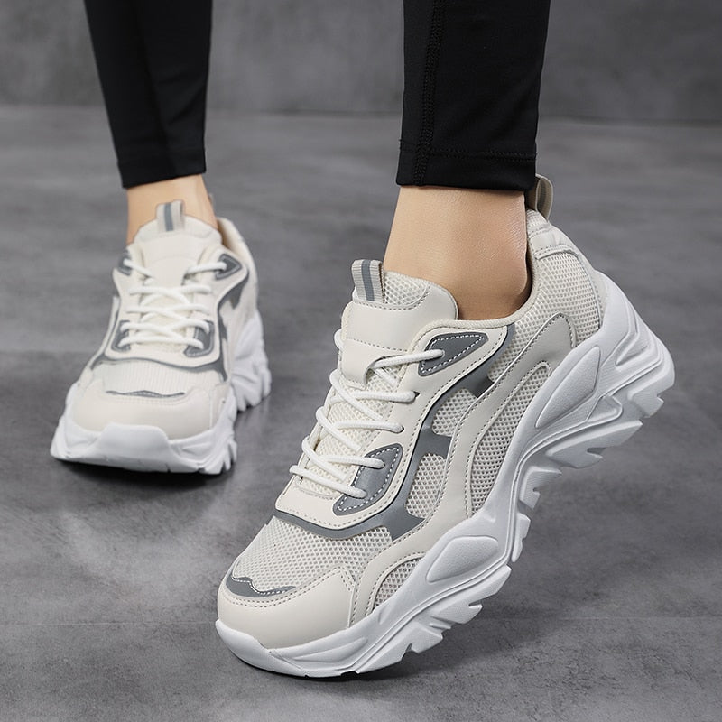 Variant image for Damskie Stylowe Syntetyczne Sneakersy z Odbijającymi Elementami-17