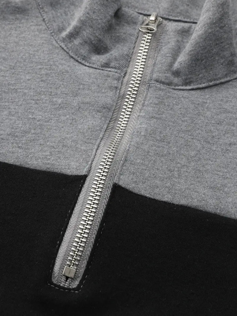 Męski Stylowy Zip-Trui z Wysokiej Jakości Materiału z Praktycznym Zamkiem