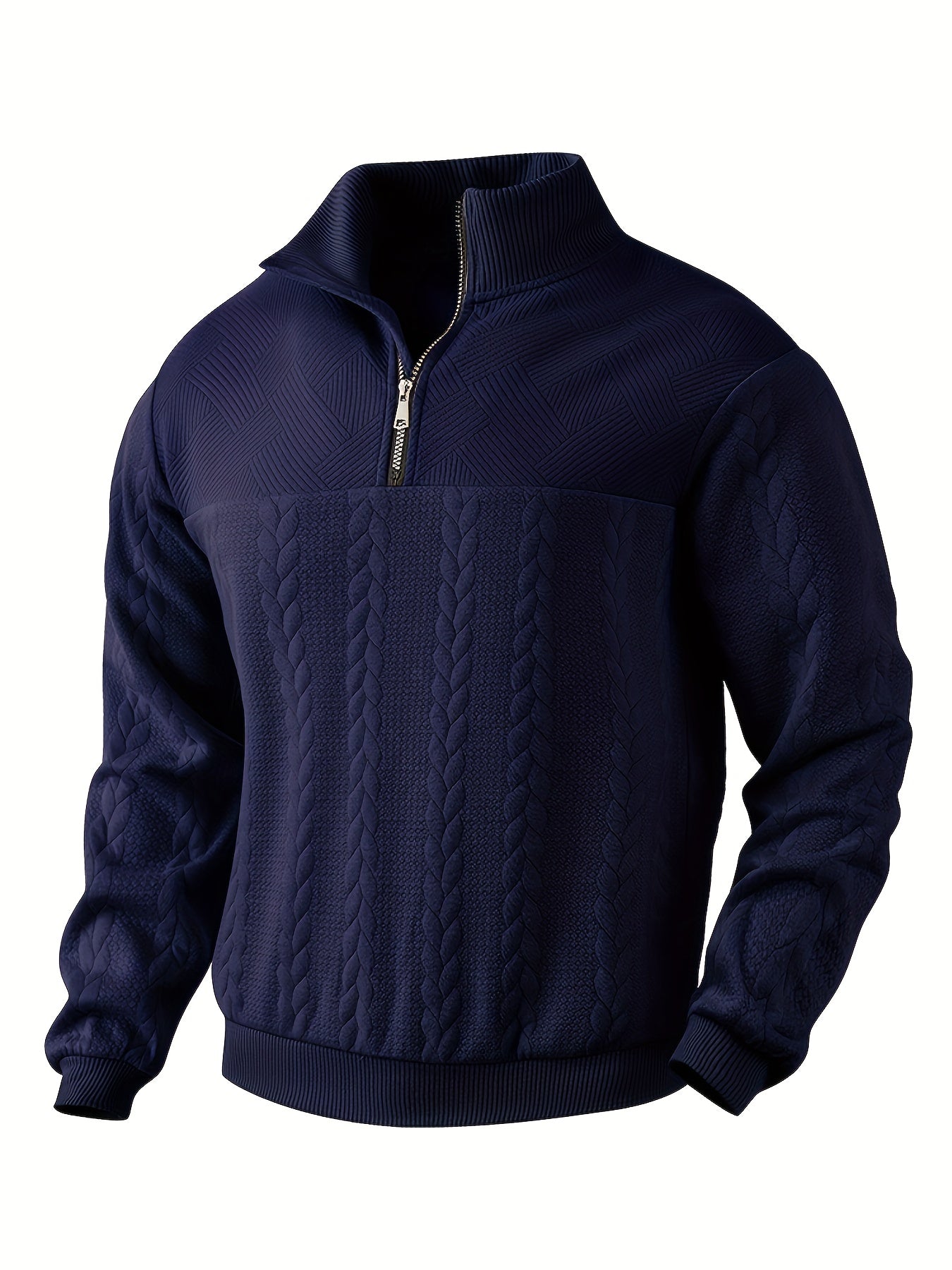 Variant image for Męski Vintage Casual Sweter z Wysokim Kołnierzem i Zamkiem-13