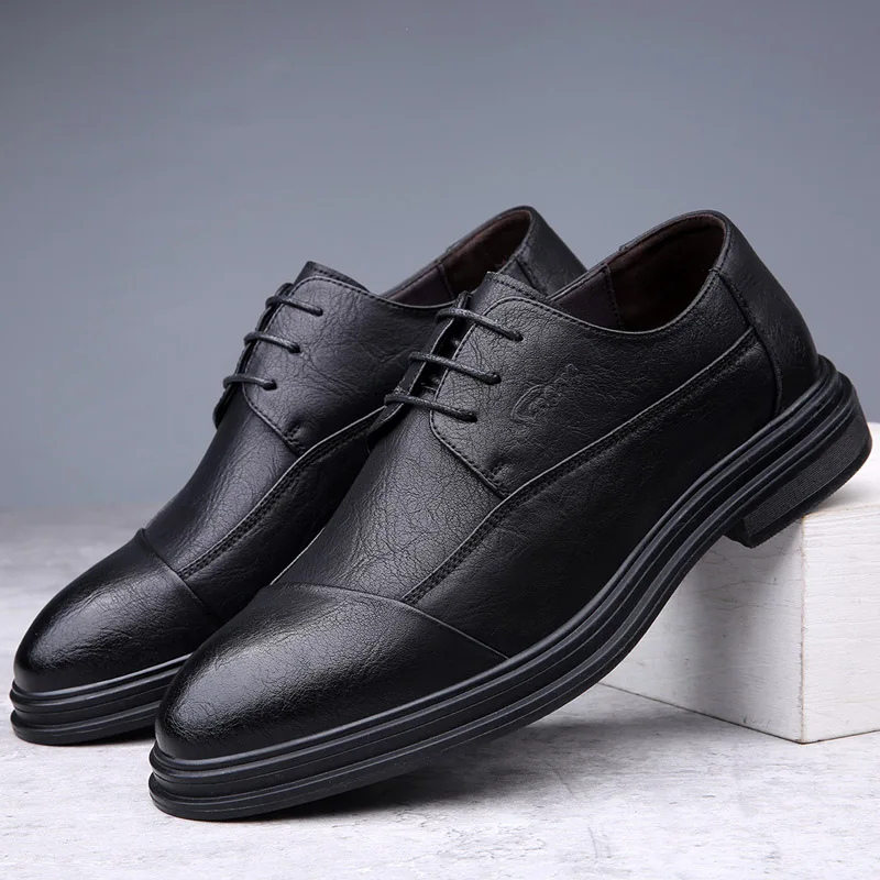 Męskie Eleganckie Skórzane Buty z Cap Toe i Komfortową Podeszwą