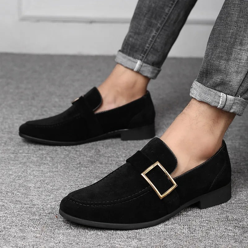 Variant image for Męskie Eleganckie Skórzane Loafersy z Wysokiej Jakości Zamszu z Wyściełaną Wkładką-1