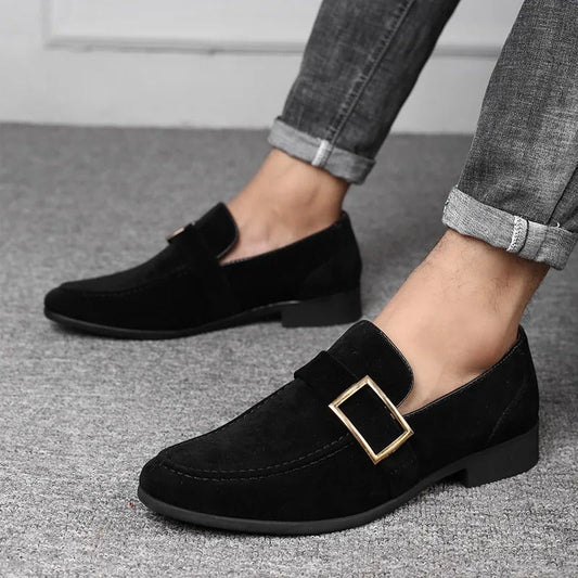Męskie Eleganckie Skórzane Loafersy z Wysokiej Jakości Zamszu z Wyściełaną Wkładką