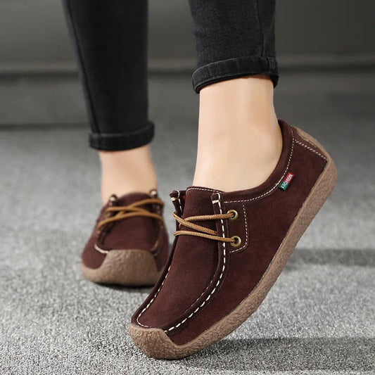 Damskie Stylowe Zamszowe Buty Gimnastyczne z Sznurówkami