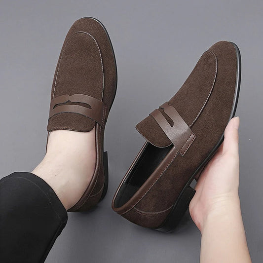 Męskie Klasyczne Skórzane Loafersy z Miękką Wkładką