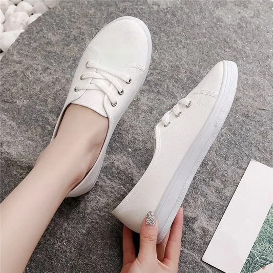 Damskie Klasyczne Syntetyczne Sneakersy z Okrągłym Noskiem z Wygodnym Sznurowaniem