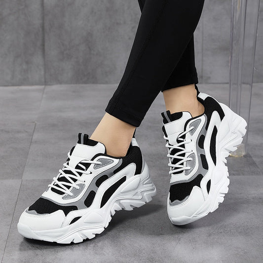Damskie Stylowe Syntetyczne Sneakersy z Odbijającymi Elementami