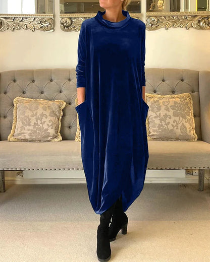 Kobiet Zimowa Elegancka Sukienka Fleece z Stylowym Krojem