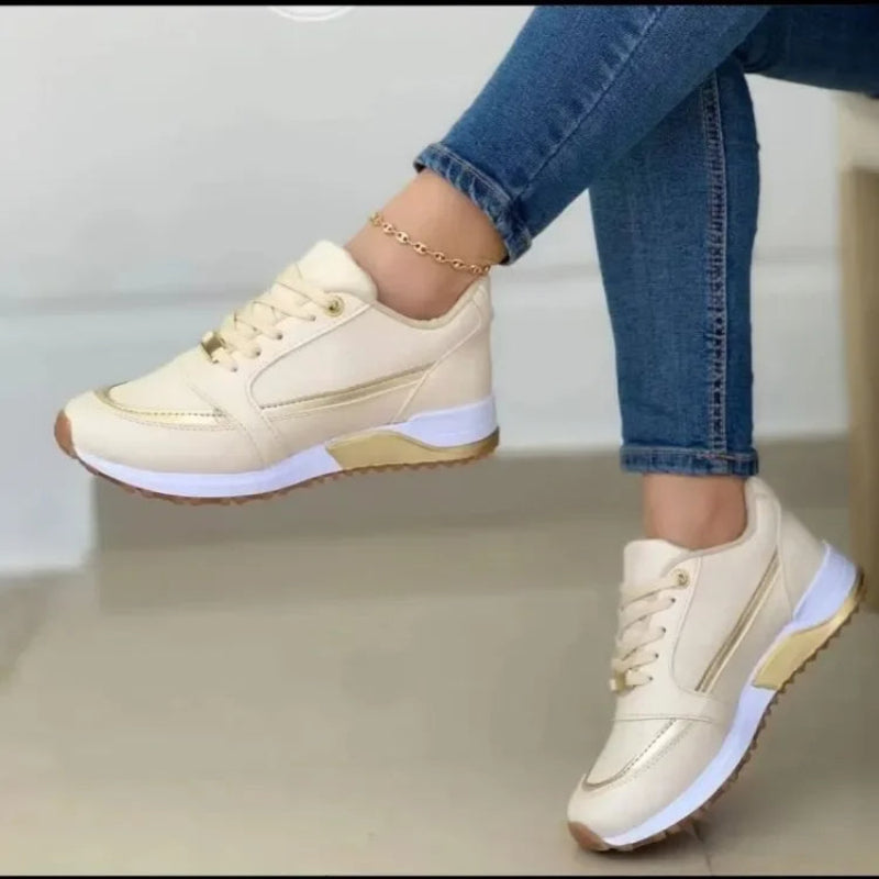 Kobiece Wygodne Mesh Sneakersy z Sznurowadłami