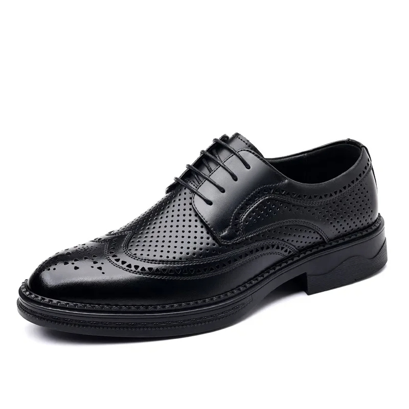 Variant image for Męskie Eleganckie Skórzane Oksfordy z Geperforowanym Designem i Broguem-16
