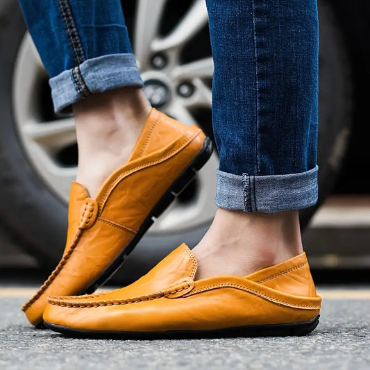 Męskie Eleganckie Skórzane Loafersy z Ergonomicznym Wkładem