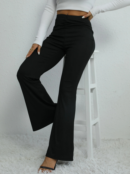 Damskie Eleganckie Spodnie Stretch Flared z Wysokim Stanem