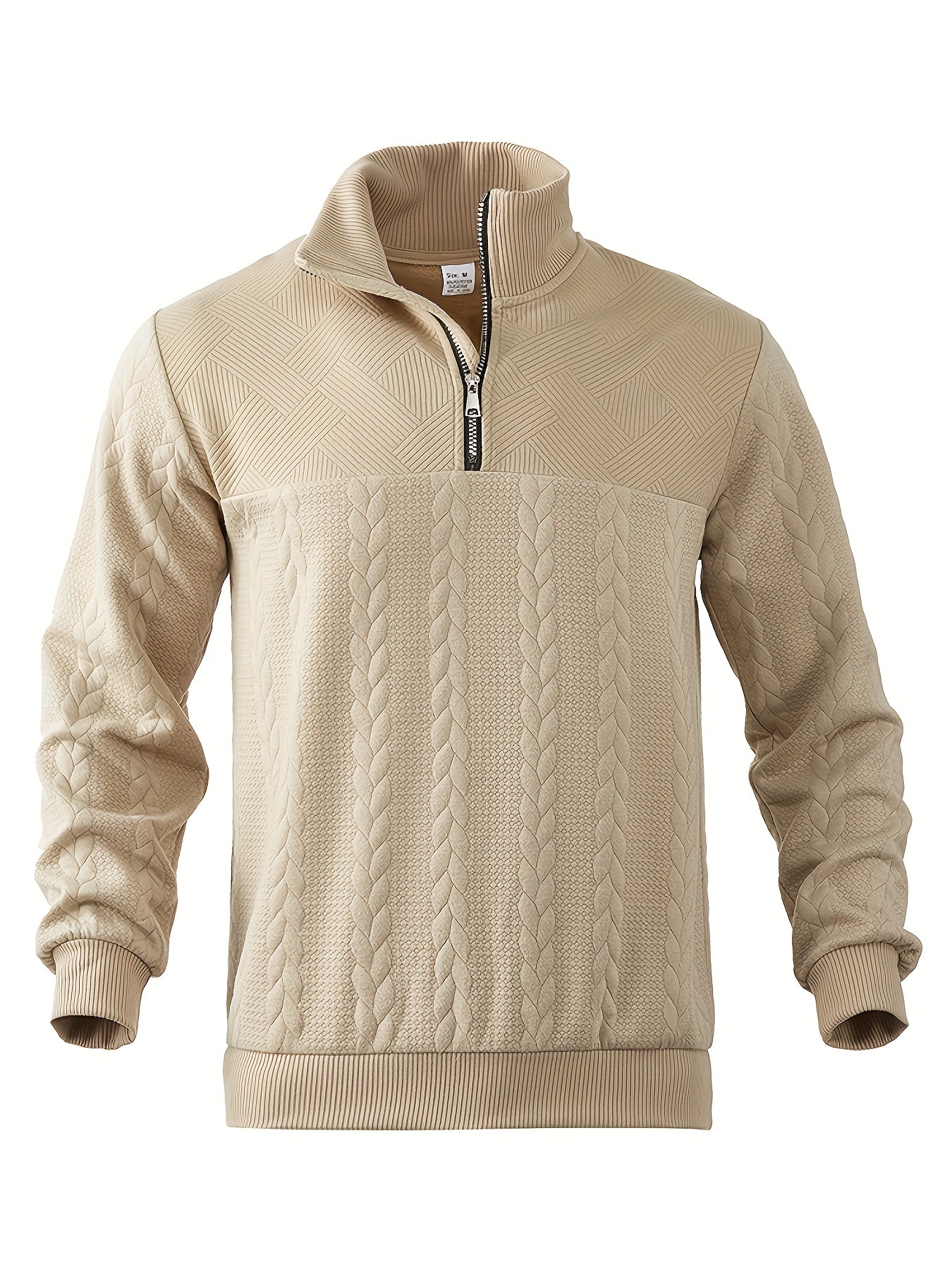 Variant image for Męski Vintage Casual Sweter z Wysokim Kołnierzem i Zamkiem-1