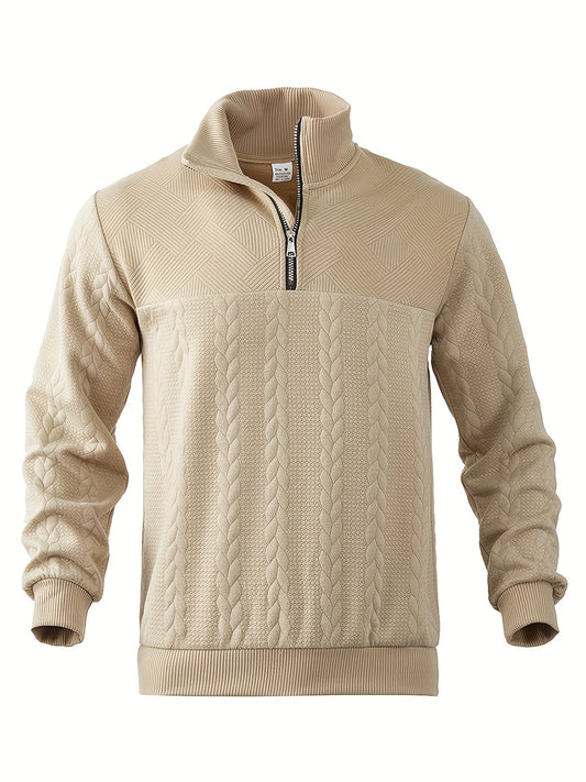 Męski Vintage Casual Sweter z Wysokim Kołnierzem i Zamkiem