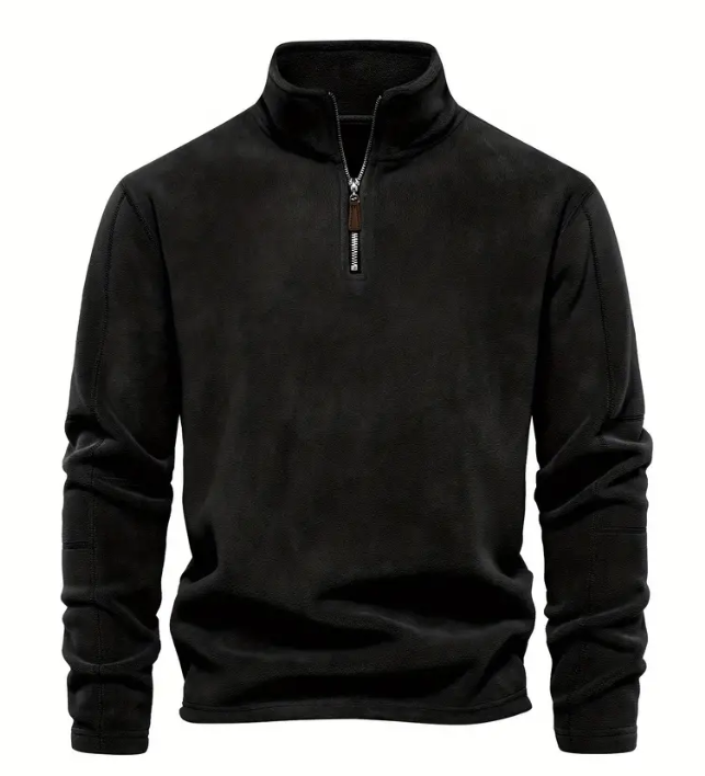 Męski Stylowy Corduroy Sweter z Pół-Zipem z Wysokiej Jakości Materiału
