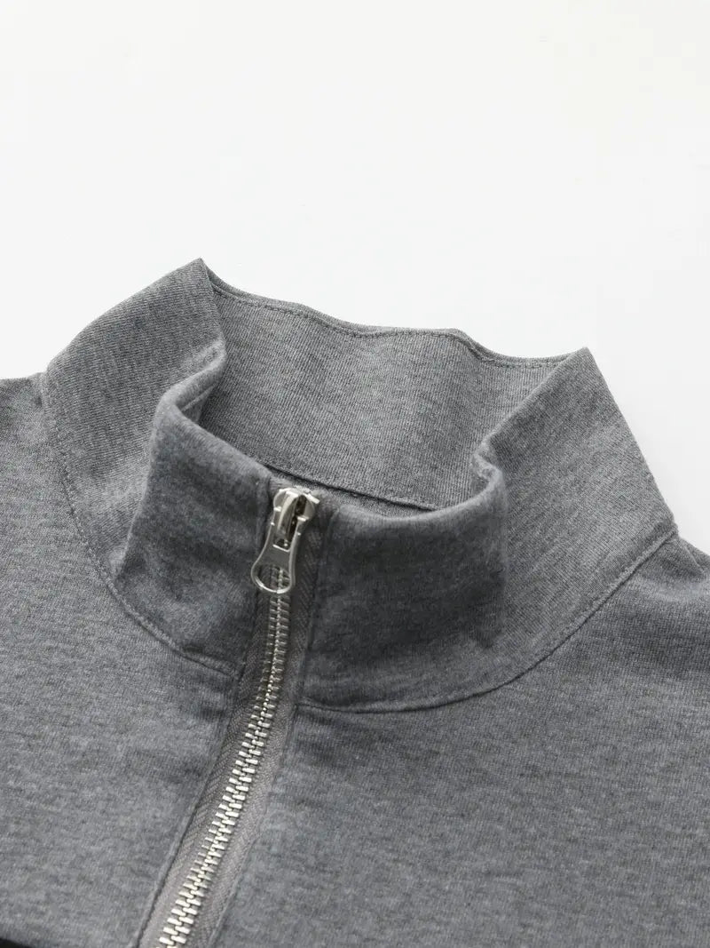 Męski Stylowy Zip-Trui z Wysokiej Jakości Materiału z Praktycznym Zamkiem