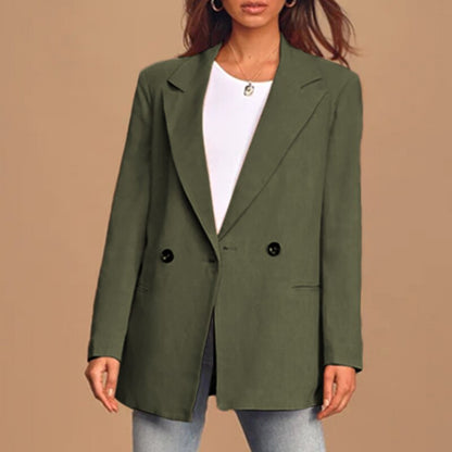 Kobiety Stylowy Poliester Oversized Blazer z Podwójnym Zapięciem