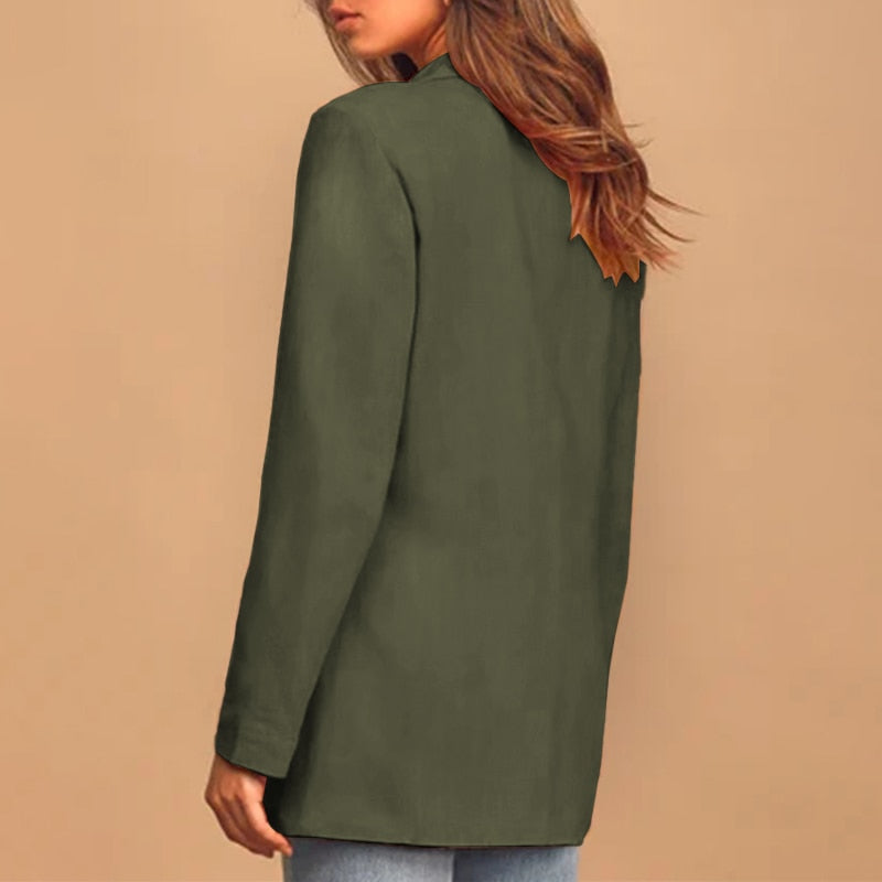 Kobiety Stylowy Poliester Oversized Blazer z Podwójnym Zapięciem