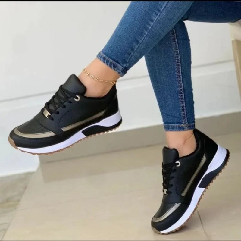 Kobiece Wygodne Mesh Sneakersy z Sznurowadłami