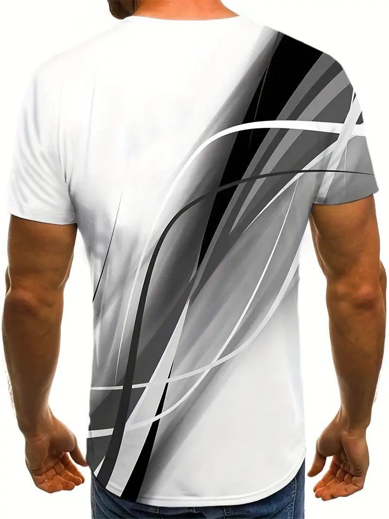 Męski Stylowy Bawełniany T-Shirt z Retro Wzorem