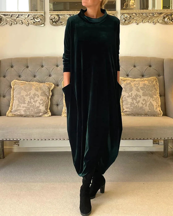 Kobiet Zimowa Elegancka Sukienka Fleece z Stylowym Krojem