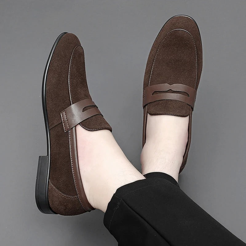 Męskie Klasyczne Skórzane Loafersy z Miękką Wkładką