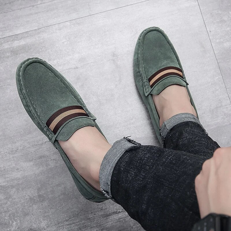 Męskie Stylowe Zamszowe Loafersy z Wygodną Wkładką