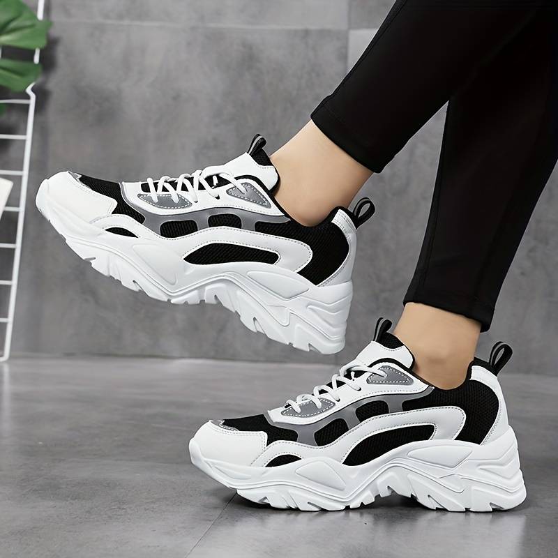 Damskie Stylowe Syntetyczne Sneakersy z Odbijającymi Elementami