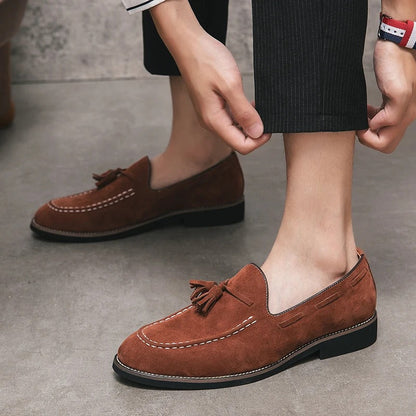 Męskie Eleganckie Zamszowe Loafersy z Klasycznym Detalem