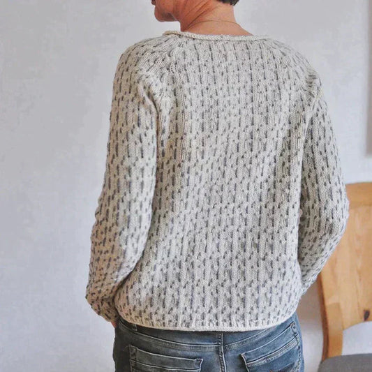 Damski Elegancki Miękki Sweter z Okrągłym Dekoltem z Włókien Syntetycznych