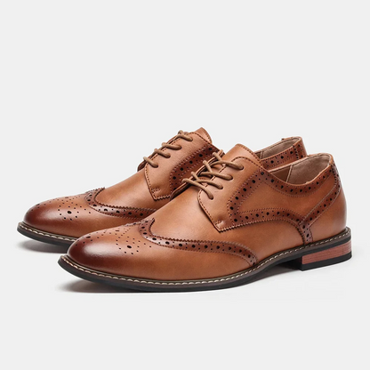 Męskie Eleganckie Skórzane Oksfordy Wingtip z Broguem