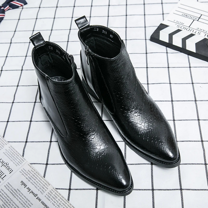 Męskie Eleganckie Skórzane Botki z Zapięciem na Zamek