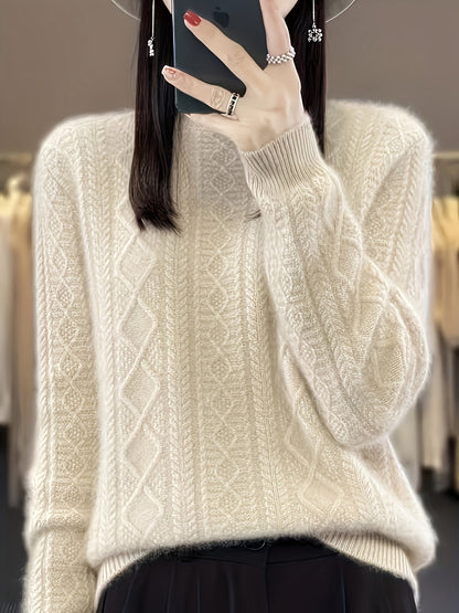 Wygodny Sweter Pulower z Wełny z Długimi Rękawami Damski | Idealne na zimę