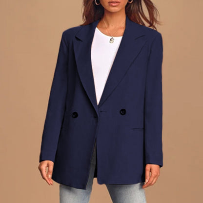 Kobiety Stylowy Poliester Oversized Blazer z Podwójnym Zapięciem