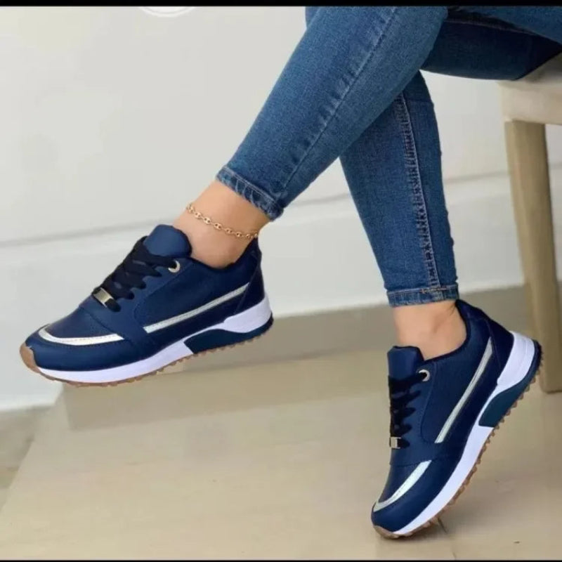Kobiece Wygodne Mesh Sneakersy z Sznurowadłami