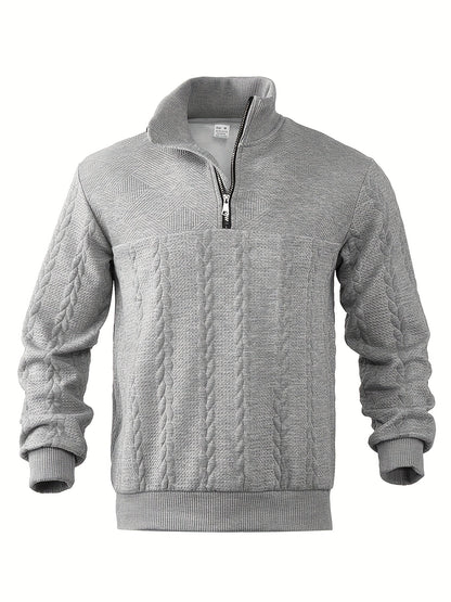 Variant image for Męski Vintage Casual Sweter z Wysokim Kołnierzem i Zamkiem-25
