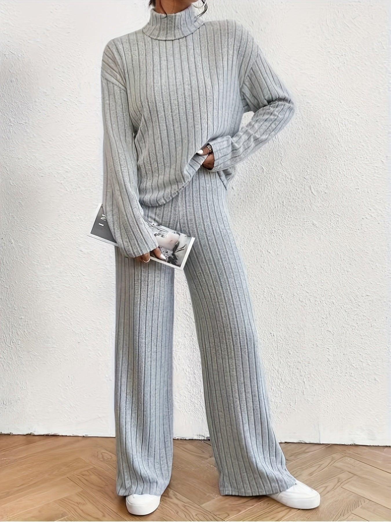 Damski Casualowy Sweter z Golfem z Wysokiej Jakości Dzianiny z Wygodnym Krojem