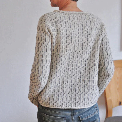 Damski Elegancki Sweter z Okrągłym Dekoltem Wykonany z Wysokiej Jakości Włókien Syntetycznych