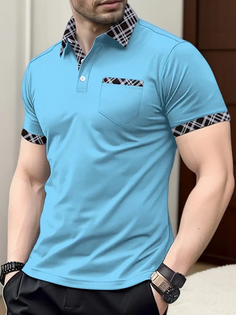 Variant image for Męski Stylowy Bawełniany Golfshirt z Kraciastym Kołnierzem-33