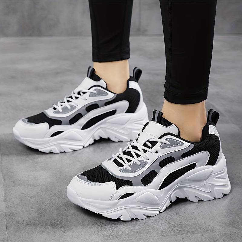 Damskie Stylowe Syntetyczne Sneakersy z Odbijającymi Elementami