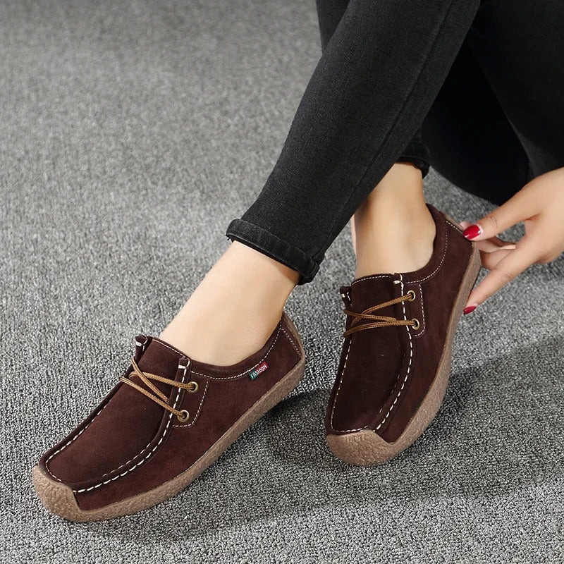 Damskie Stylowe Zamszowe Buty Gimnastyczne z Sznurówkami