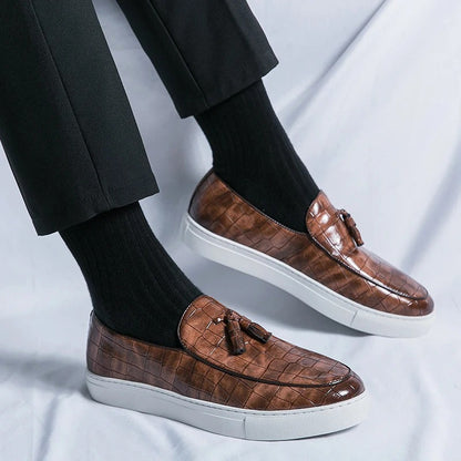 Męskie Eleganckie Skórzane Loafery z Komfortową Wkładką